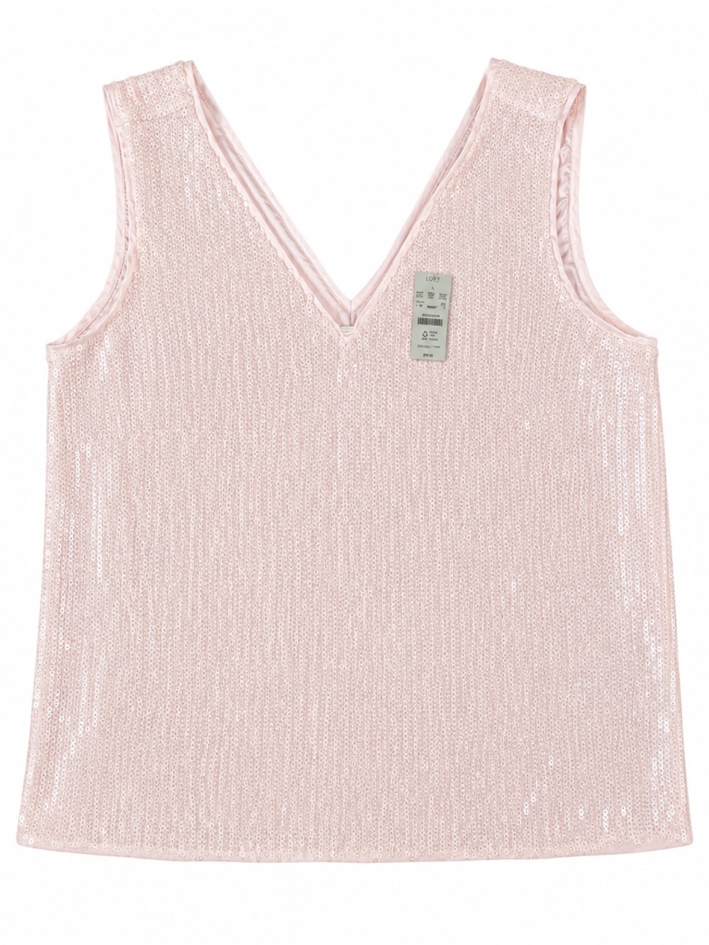 J. Crew Women's Sequin V-Neck Tank - Pale Pink NWT Small